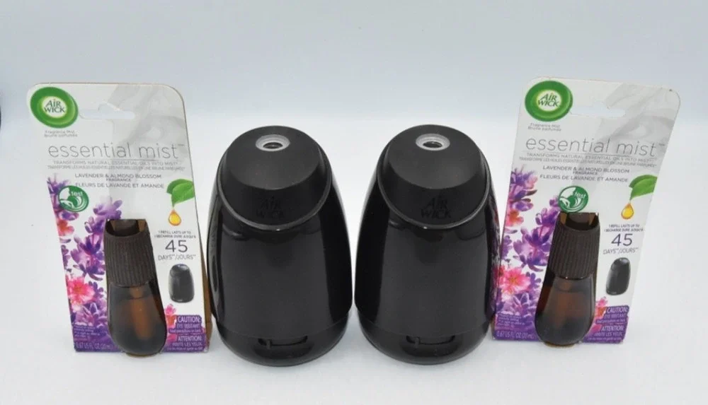 Air Wick Essential Oils Diffuser Mist Kit Lavender Almond Blossom Freshener Set